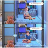 VIAGDO Low Loft Bed Twin Size with 9 Storage Drawers, Bookcase and LED Lights, Metal Kids Loft Bed with Wide Staircase, Open Shelves and Safety Guardrail, Twin Loft Bed with Under-Bed Playhouse, Grey VIAGDO