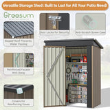 Greesum 5×3FT Outdoor Storage Shed, Metal Patio Storaged Sheds with Lockable Doors, Sheds & Outdoor Storage for Bike, Backyard, Pool and Garden, Brown Greesum
