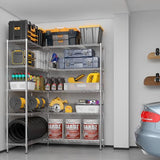 L Shaped Adjustable Storage Shelves, 57.87x13.78x70.87in Adjustable 5 Tier Wire Shelving Unit, Heavy Duty Garage Corner Shelf, Metal Standing Shelf Units, Pantry Shelf for Corner Laundry Closet SESAISHEIR
