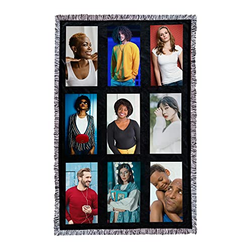 9-Panel Blank Sublimation Plush Velvet Blanket with Soft Edge Frills, DIY Velvet Blanket, Soft Sublimation Blanket, Black, 40 x 60'' Generic