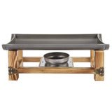 Alcohol Stove Non-Stick Grill Pan with Wooden Shelf, Ceramic Grill Plate Set for Indoor Outdoor BBQ Roasting Baking, Japanese Barbecue Tool(30CM) Haofy