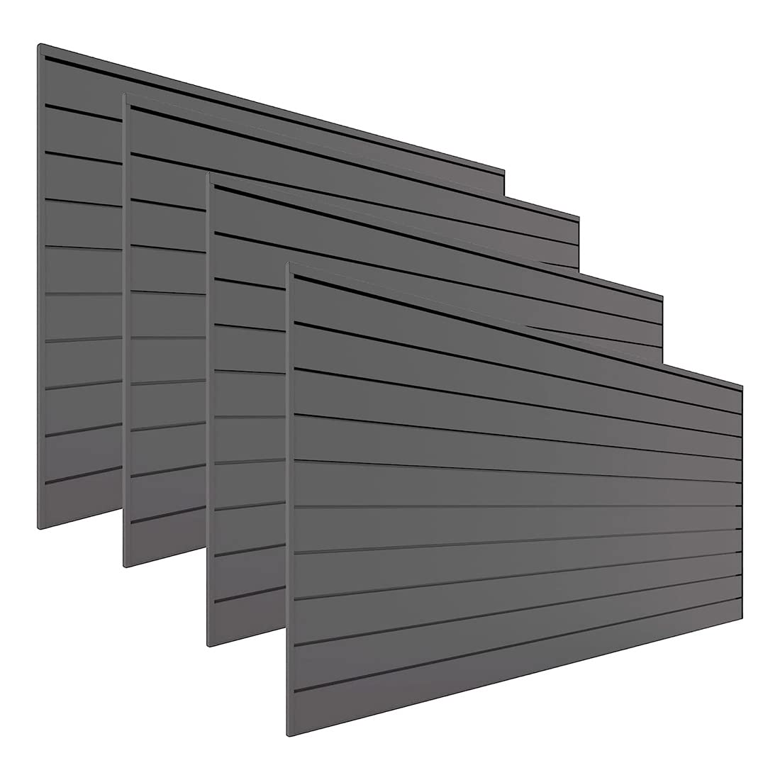 PROSLAT Garage Storage PVC Slatwall Panels - 4 Packs of 8 ft. x 4 ft. Sections (40 Single Slats which Make up 128 sq.ft) (Charcoal) (Dark Gray) PROSLAT