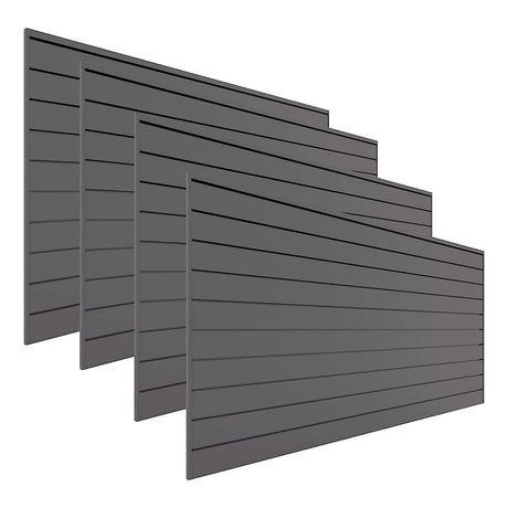 PROSLAT Garage Storage PVC Slatwall Panels - 4 Packs of 8 ft. x 4 ft. Sections (40 Single Slats which Make up 128 sq.ft) (Charcoal) (Dark Gray) PROSLAT