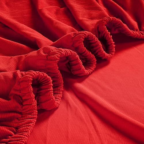 LANE LINEN Armless Futon Cover - Easy to Install Stretch Sofa Bed Slipcover, Soft Elastic Textured Full Size Cover, RV Couch Protector, Machine Washable - Red LANE LINEN