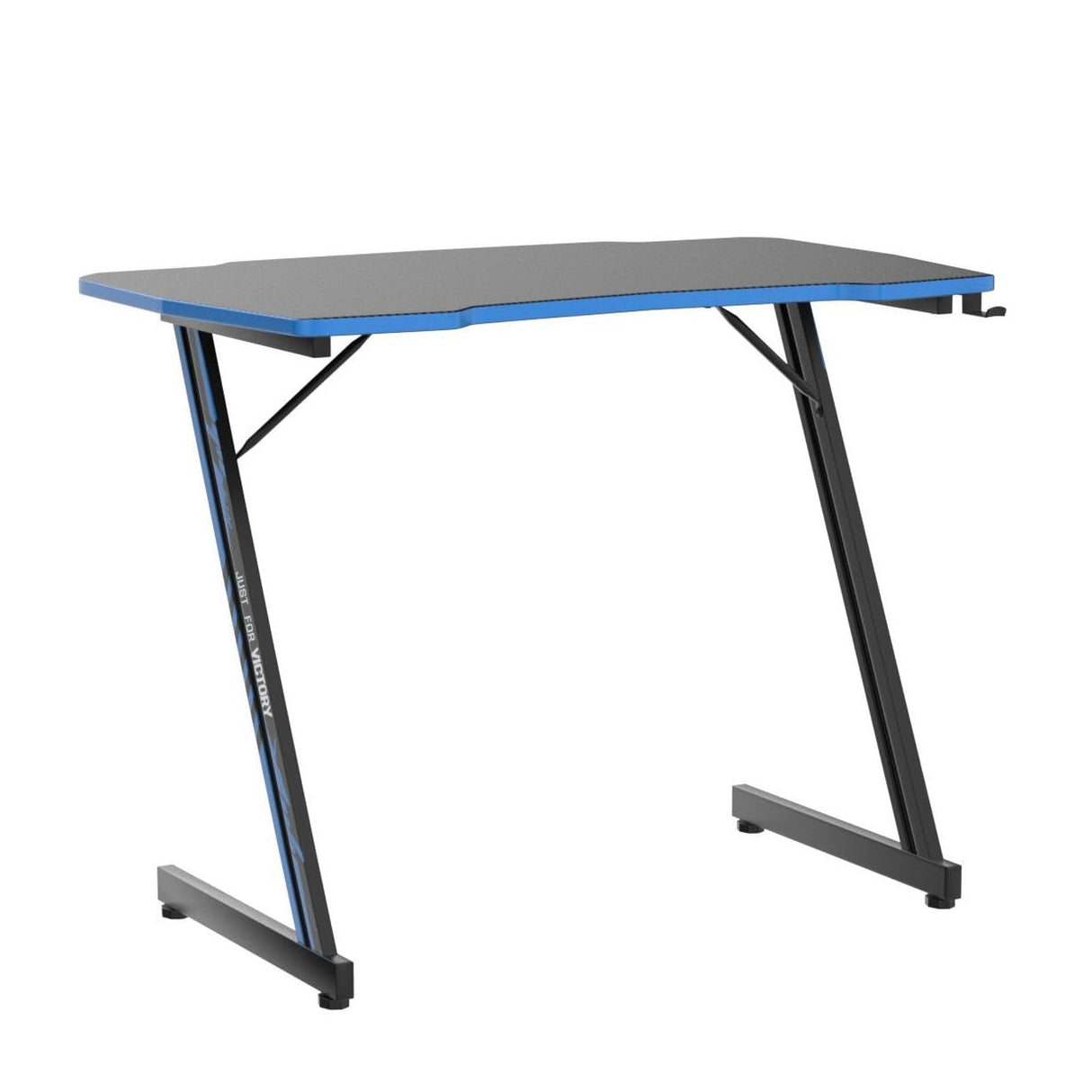 Gmaing Desk 35.4in PC Computer Desk, Blue Ergonomic Gaming Table Z Shaped Gaming Workstation with Headphone Hook for Home Office，Blue BestOffice