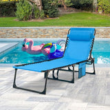 Foristrail Folding Chaise Lounge Chair Bed Set of 2 - Heavy-Duty 400lb Capacity Portable Adjustable Recliner w/Pillow for Patio, Pool, Camping, Sunbathing - Lay Flat Design (Blue)