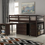 Harper & Bright Designs Twin Size Low Loft Bed with Rolling Portable Desk and Storage Cabinet, Wooden Low Study Loft Bed with Drawers, for Kids Teens Girls Boys - Espresso Harper & Bright Designs