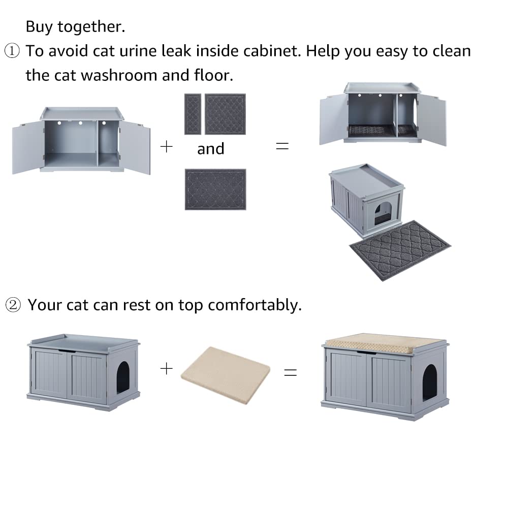 unipaws Cat Litter Box Enclosure Furniture, Cat Washroom, Hidden Litter Box Cover, Cabinet for Large Cat, Dog Proof Cat Litter Boxes, Hideaway Litter Box, Cat House, Grey - WoodArtSupply