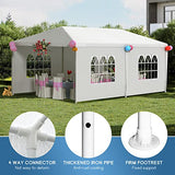 FDW Party Tent 10'x20' Outdoor Canopy Party Wedding Tent Garden Gazebo Pavilion Cater Events -4 Removable Sidewalls,White FDW