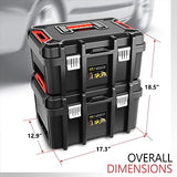 ‎DNA MOTORING 2pcs Tool Boxes Set - Lockable Organizer Storage Portable Toolbox with Removable Tray for Workshop Garage & Household, Large Capacity, TOOLS-00310 DNA MOTORING