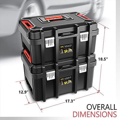 ‎DNA MOTORING 2pcs Tool Boxes Set - Lockable Organizer Storage Portable Toolbox with Removable Tray for Workshop Garage & Household, Large Capacity, TOOLS-00310 - WoodArtSupply