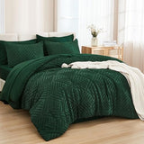 Andency King Size Comforter Set 7 Pieces Dark Emerald Green - Bed in a Bag King Boho Lightweight Fluffy Tufted Bedding Sets with Quilt Comforter, Sheets, Pillowcases & Shams Andency