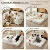 AUGOP Boneless Couch Folding Couches for Living Room Sofa, Futon Sofa Bed with Sleeper Sofa, Futon Couch with Fixed-Shape Oversized Corduroy Upholstered (White, 81 Inches) AUGOP