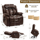 MEROUS Dual Motor Power Lift Recliner Chair for Elderly, Infinite Position Lay Flat Lift Chair with Massage and Heat, USB Ports, Leather (Brown)