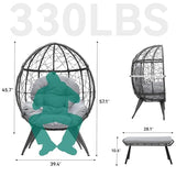 YITAHOME Egg Chair with Ottoman Outdoor Egg Lounge Chair with Cushion Wicker Chair PE Rattan Chair Footrest Included for Patio, Garden, Backyard, Porch, Gray