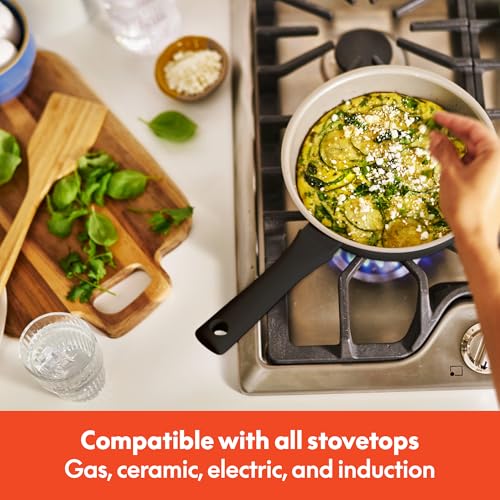 bella 7 Piece Cookware Set with EverGood™ Ceramic Nonstick Coating, Dishwasher Safe Oven Safe, All Stovetops Compatible, Glass Lids with Silicone Rims, Cool Touch Handles, Black BELLA