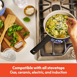 bella 7 Piece Cookware Set with EverGood™ Ceramic Nonstick Coating, Dishwasher Safe Oven Safe, All Stovetops Compatible, Glass Lids with Silicone Rims, Cool Touch Handles, Black BELLA