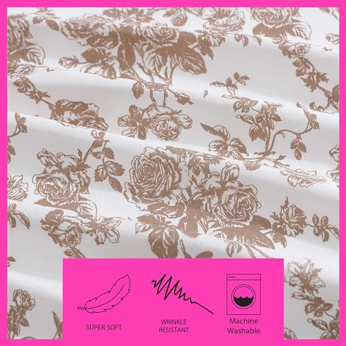 Betsey Johnson - Twin XL Bed Sheets, Soft & Lightweight Bedding, Fade & Wrinkle Resistant, Dorm Essentials (Garden Toile Brown) Betsey Johnson