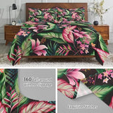 WeCozy 4 Pieces King Size Bed Sheet Sets with Pillowcases, Tropical Leaves Flower Hibiscus Soft Microfiber Bedding for Kids and Adults, Flat, Fitted Sheet for Bedroom Bed Decor WeCozy