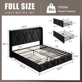 Einhomn Full Size Bed Frame with 4 Storage Drawers and Charging Station, Upholstered Platform Bed Frame with Storage Headboard, No Box Spring Needed, Easy Assembly, Black Einhomn
