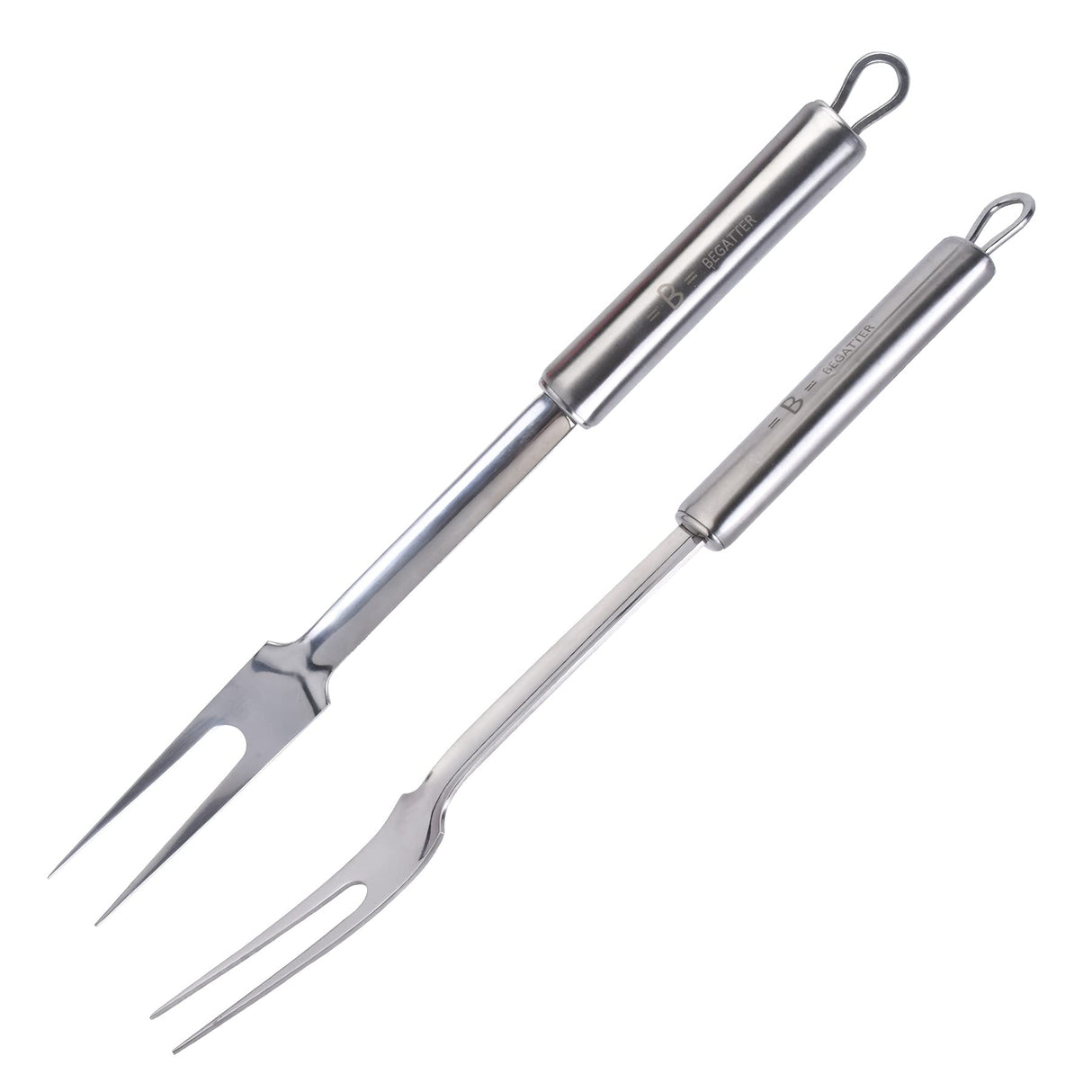Begatter Meat Forks, Two Prong Large Forks for Cooking Kitchen Carving Serving BBQ Grilling, Stainless Steel, 13.3 Inch Long, 2 PCS Begatter