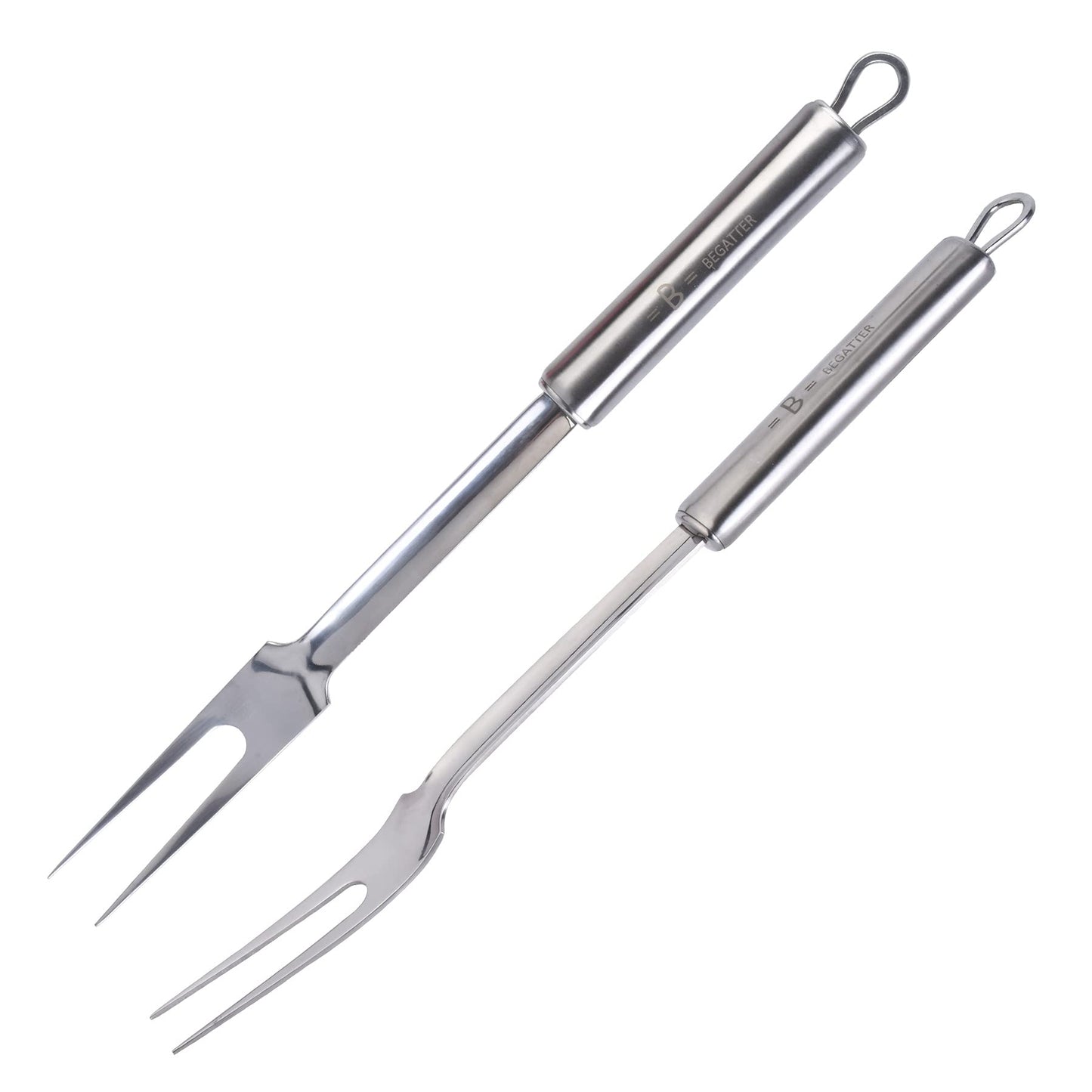 Begatter Meat Forks, Two Prong Large Forks for Cooking Kitchen Carving Serving BBQ Grilling, Stainless Steel, 13.3 Inch Long, 2 PCS