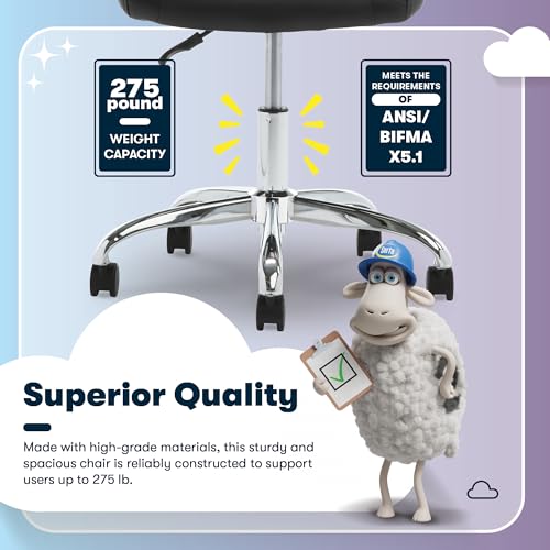 Serta Essential Armless TaskChair, Small Desk Chairs with Wheels, Breathable Mesh Back and Faux Leather, Quality Foam Cushion Seat for Comfort, Minimal Design for Vanity Table, Black Serta