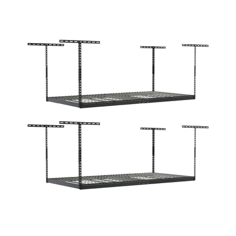 2-Pack 4 x 8 MonsterRax Overhead Garage Storage Rack, Ceiling Racks for Garage, Organization Shelving, Adjustable Hanging Shelf, Grey, 12"-21" Height Adjustment MonsterRAX Storage Solutions