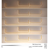 Sedelan LED Linear Wood Chandelier, Modern Pendant Light Fixture, Dimmable Minimal Linear Kitchen Chandeliers for Island Dinning Room Living Room Office Bar, Aluminum Woodgrain Print Sedelan