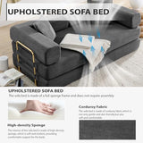 4-in-1 Folding Convertible Sofa Bed, 78 Inch Boneless Couch with Fixed-Shape Frame, Corduroy Loveseat Sleeper with Pull Out Bed, Floor Sofa Modular Futon Couch for Living Room Bedroom Lounge (Grey) ivoros