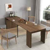 Transform Table Extendable Dining Room Table 23.62"-118.11" w/Charging Station, Folding Dining Table Hidden Storage, Space-Saving Console for Small Apartments, Seats 2-12 (Walnut, with Storage&Outlet) VENLUSUIR