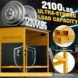 Work Bench, Ferreteriai 47" Heavy Duty Workbench with Power Outlet & USB-C, Exclusive Yellow Side Battery Holder, Adjustable Height, 2100LB Capacity, Locking Wheels for Garage Workshop Ferreteriai
