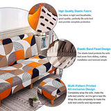 MIFXIN Stretch Futon Cover Armless Sofa Slipcover Elastic Spandex Folding Sofa Bed Couch Cover Printed Washable Furniture Protector for Sofa Without Armrest (Orange Geometry) MIFXIN