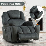 ANJ Large Power Lift Recliner with Hidden Cup Holders for Elderly, Large Electric Reclining Lift Chair with Massage and Heat, Overstuffed Lifting Chairs with Side Pockets for Living Room, Dark Green