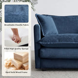 VICBARLEY Modular Sectional Sofa with 2 Seat 76.7" Convertible Chenille Couch Futon with 2 Armrest Pillows and 2 Throw Pillow for Living Room,Office and Apartment,Blue VICBARLEY