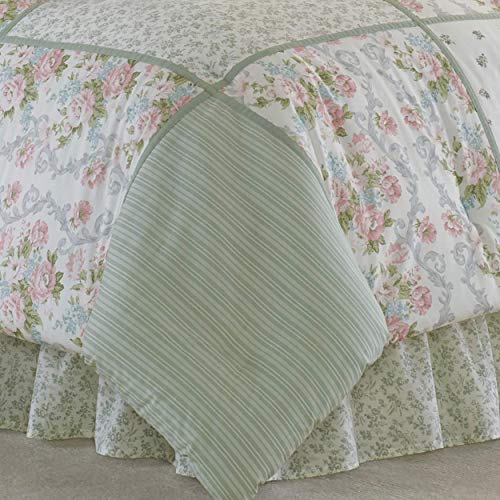 Laura Ashley - King Comforter Set, Reversible Cotton Bedding with Matching Shams & Bedskirt, Stylish Home Decor for All Seasons (Harper Sage, King) Laura Ashley