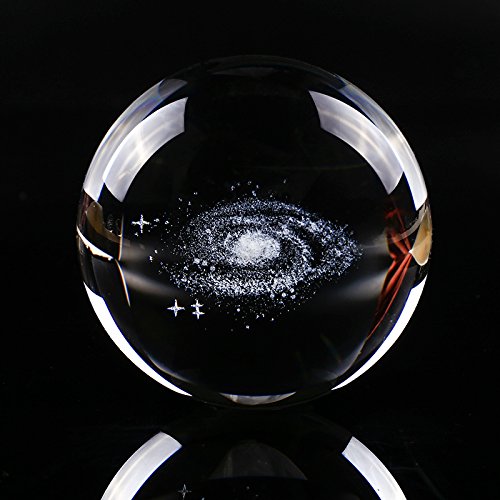 3d Crystal Ball Solar System Crystal Ball with Led Lamp Base - Best Birthday Science Gifts For Man Teacher Boy Kids Girls Men - Galaxy Jupiter Saturn Moon Earth Solar System Space Astronomy Gifts Qianwei