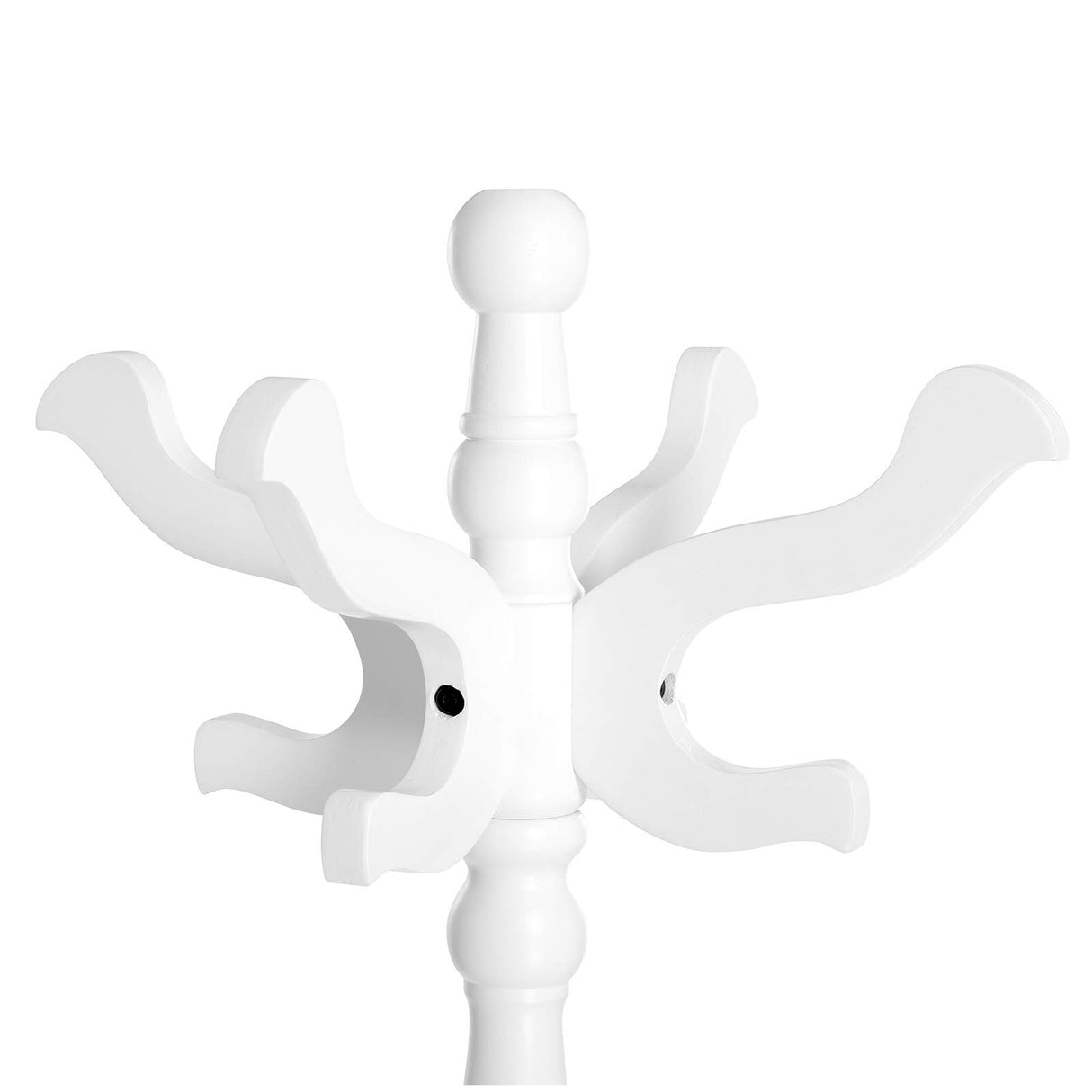 VASAGLE Coat Rack Free Standing with 11 Hooks, Wooden Hall Tree Coat Hat Tree Coat Holder with Solid Rubberwood Base for Coat, Hat, Clothes, Scarves, Handbags, Umbrella, White URCR005W02 VASAGLE