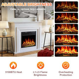 Xbeauty 36" Electric Fireplace with Mantel, Freestanding Fireplace Heater with Remote Control, 5-Level Adjustable Flame Brightness, 750W/1500W Dual Heating Modes for Living Room,Pearlwhite Xbeauty