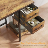 CubiCubi Computer Desk with 2 Drawers, 47 Inch Small Home Office Desk with Storage Study Writing Table, Rustic Brown CubiCubi