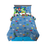Super Mario Bros Kids Bedding Super Soft Cozy Reversible Comforter and Sheet Set with Sham, 5 Piece Twin Size Nintendo Gamer Bed Set, (100% Officially Licensed Product) by Franco Franco