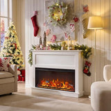 Andehomy 51" Farmhouse Electric Fireplace TV Stand with Mantel, 42" Insert Electric Fireplace Heater with Remote Control, Adjustable 3D Flame Effect, White Andehomy