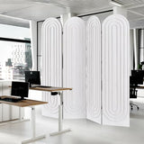 Aletheiawu Room Divider and Folding Privacy Screen 4 Panel Wood Arched Room Divider Wall, Separators Divider for Room Separation, Folding Portable Partition Screen for Home Office Bedroom (White) Aletheiawu