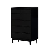 Walker Edison Blythe Mid-Century Modern Tray-Top Solid Wood 6-Drawer Dresser, 30 Inch, Black Walker Edison