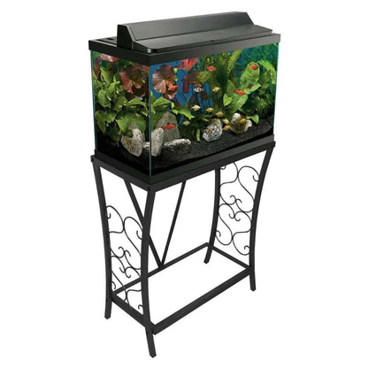 Aquatic Fundamentals 20 Gallon Metal Aquarium Stand, 24.3" L x 12.5" W, Black - WoodArtSupply