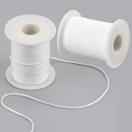 400 Ft Braided Wick 24 Ply Candle Wick Spool 2 Rolls Braided Wick Spools Bulk Cotton Yarn Embroidery Thread for Candle Making Candle DIY IFAMIO