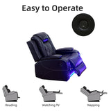 Toseslo Power Recliner Sofa Set, Black Leather 3 Pieces Sectional Couch, Living Room Furniture Sets with LED Light, Modern Power Reclining Sets with Storage Console/Cup Holder for Living Room Toseslo