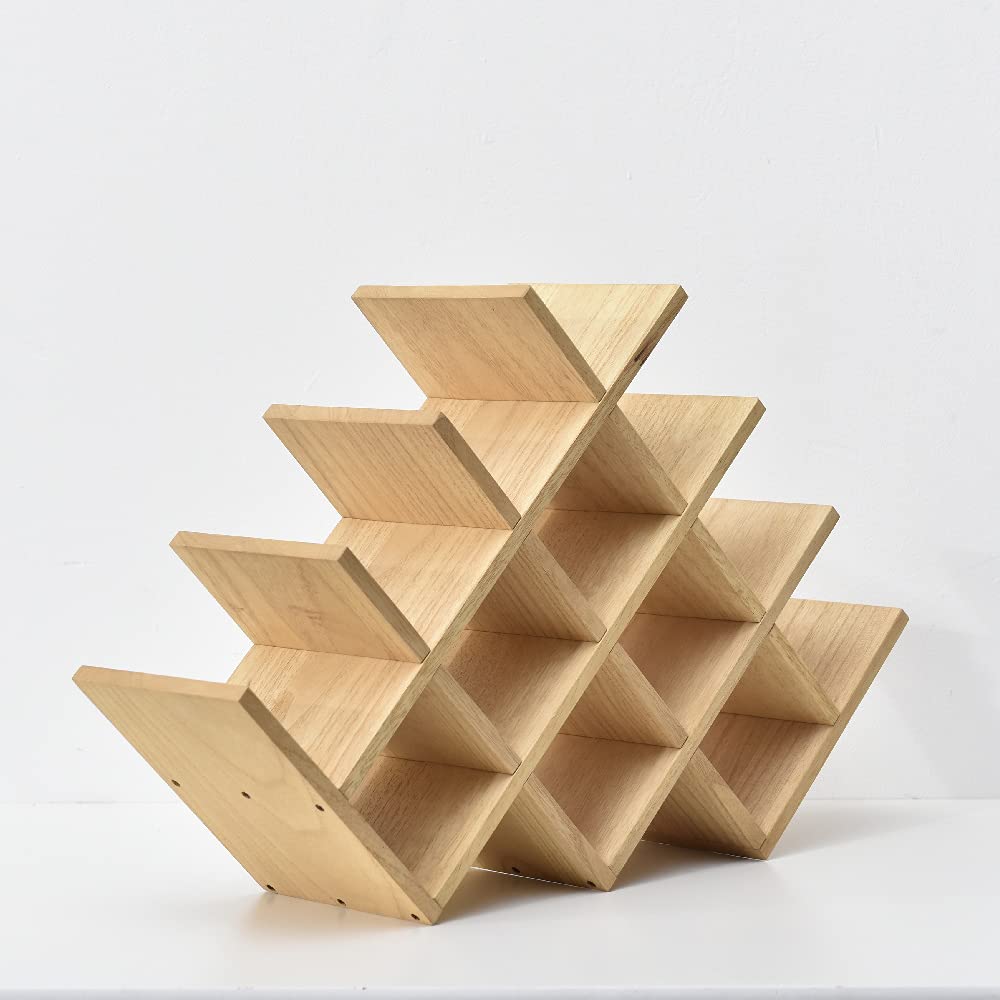 KIRIGEN Wooden 13-Bottle Wine Rack - Nature Wood 4-Tier Wine Display Rack/Free Standing and Countertop Wine Storage Shelf - Bottle Holder/Cabinet Glass Rack XHJJ4-NA KIRIGEN