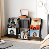 ZIFTY Record Player Stand Vinyl Storage with 6-Tier Display Holder LED Light Turntable Stand for 300 Albums Media Shelf Cabinet Stereo Cabinet Console for Vinyl Enthusiast Livingroom, Bedroom ZIFTY