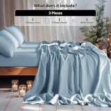 LBRO2M 100% Linen Sheet Set Twin XL Size,Bed Sheets 3 Piece Sets,Solid Color Natural Flax Bed Sheets Soft Breathable Bedding,16" Deep Pocket,All Season (Twin XL, Dusty Blue) LBRO2M